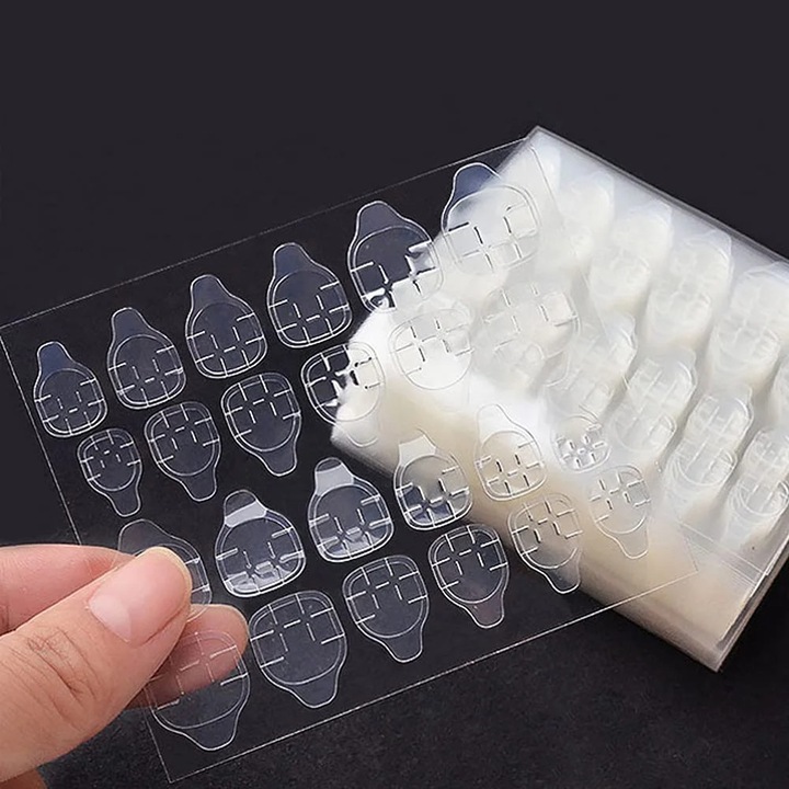 Autocolante adezive pentru unghii, 6 dimensiuni, transparent, 20 foi