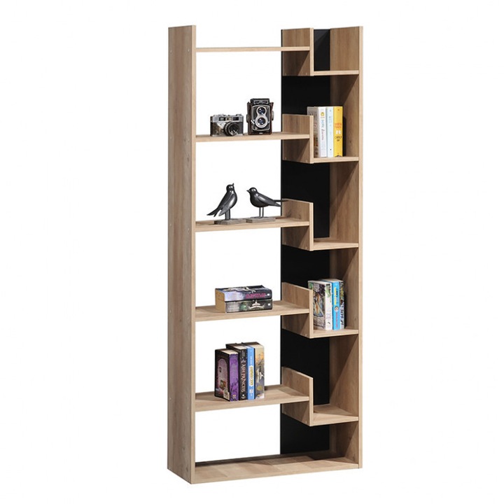 Biblioteca Stil Clasic, Antracit - Natural BRX082, 72x30x30 cm