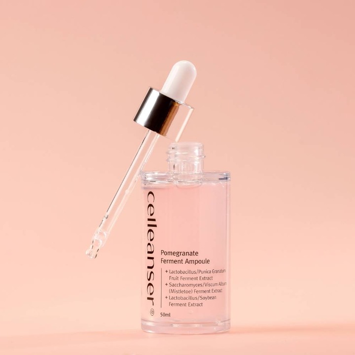 Fiola cu Efect Ilumınator sı Anti-Imbatranire, Celleanser Pomegranate Ferment Ampoule - Cosmetıce Coreene, cu Extract de Rodie, 50 ml