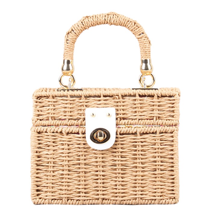 Rattan válltáska, méret 19x8x15cm