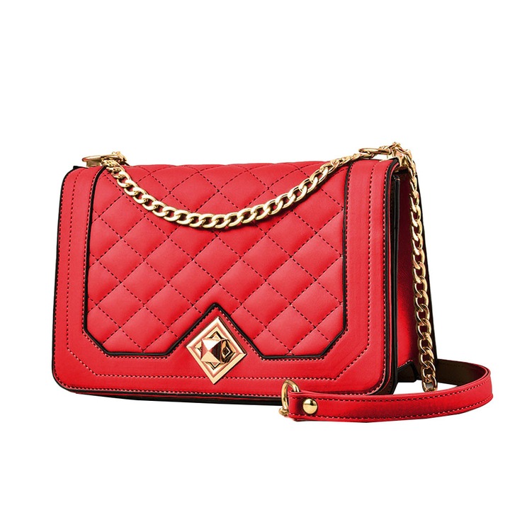 Női crossbody táska, műbőr, 23x16x11 cm, piros