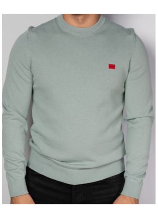 Hugo férfi pulóver, San Cassius-C1, normál méret, 100% pamut, mentazöld, XL INTL