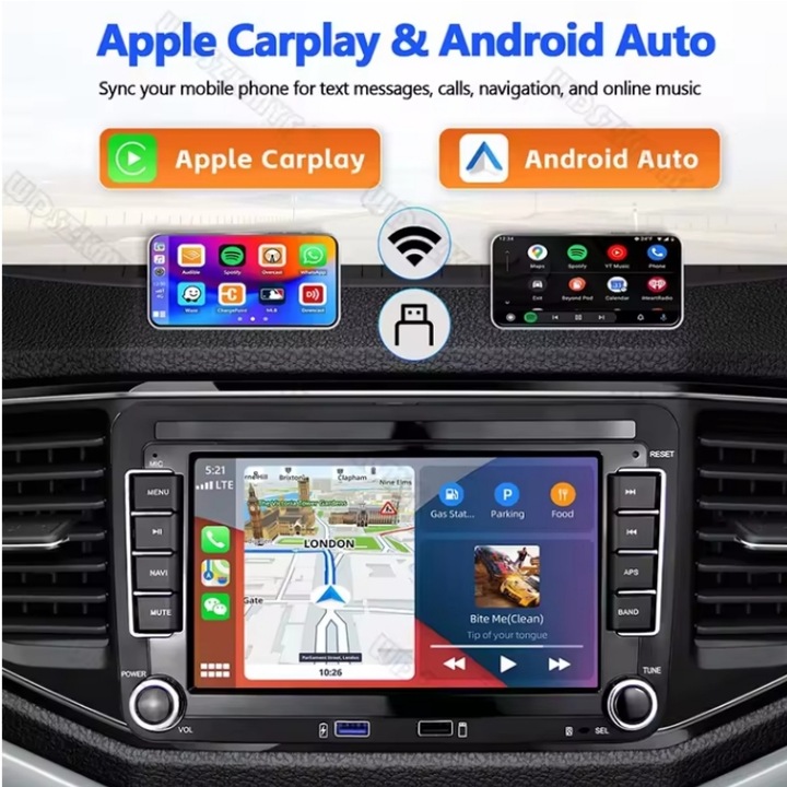 Navigatie GPS Auto 7 inch Touch Screen, 2 + 64G, Bluetooth/FM/AM, USB, Compatibila Volkswagen Golf 5 6 Polo Passat Jetta, Negru