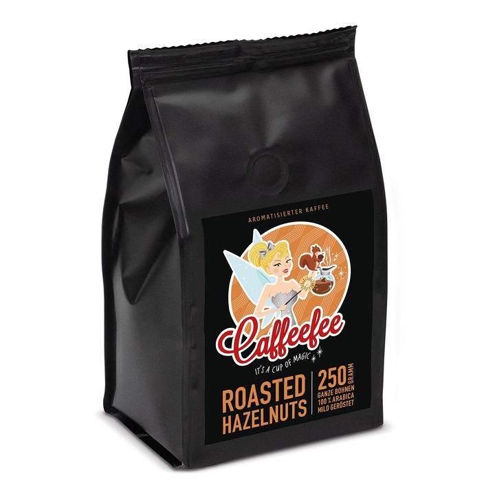 Cafea boabe prăjite Caffeefee, 250g, aromată cu alune