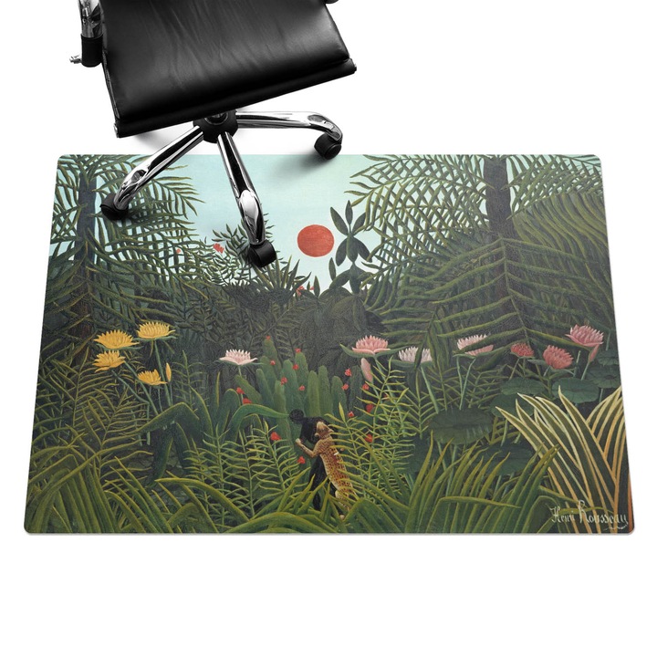 Protectie podea birou, Wallfluent, Jungla la apus, Verde, 140x100 cm, 010250310030100282724