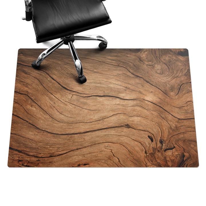 Protectie podea scaun birou, Wallfluent, Granulatie de lemn, Maro, 140x100 cm, 010250310030100027322