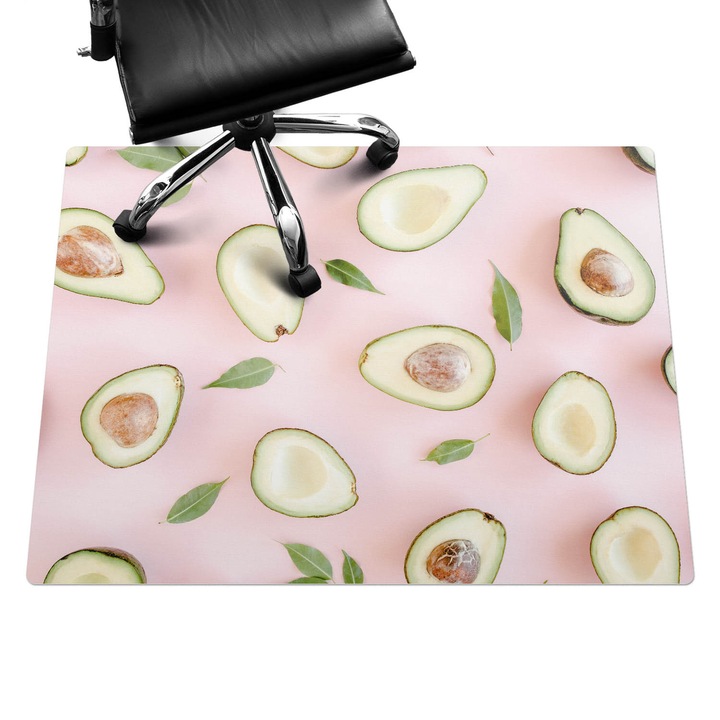 Protectie podea birou, Wallfluent, Avocado si frunze, Roz, 120x90 cm, 010250310020100077310
