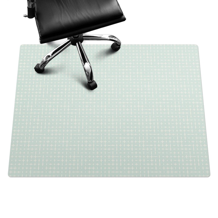 Protectie podea birou, Wallfluent, Model retro cu punct de cruce, Turcoaz, 120x90 cm, 010250310020100033389