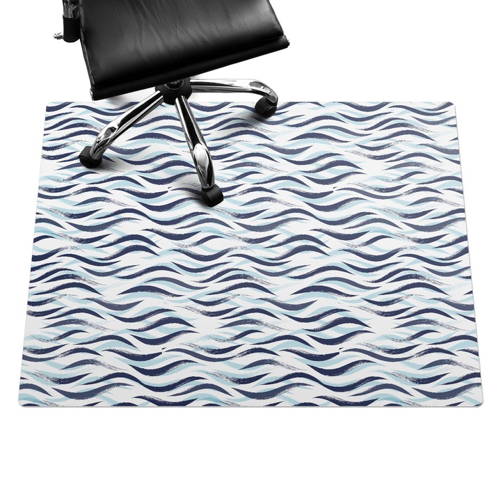 Protectie podea scaun, Wallfluent, Linii ondulate, Bleumarin, 120x90 cm, 010250310020100033371