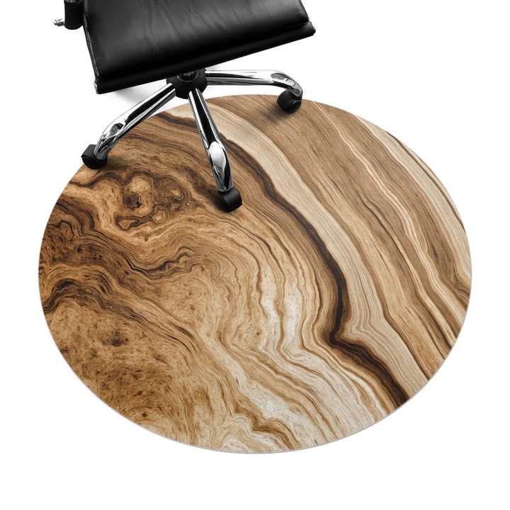 Protectie podea scaun birou, Wallfluent, Valuri de lemn, Maro, fi100 cm, 010250310040000057133