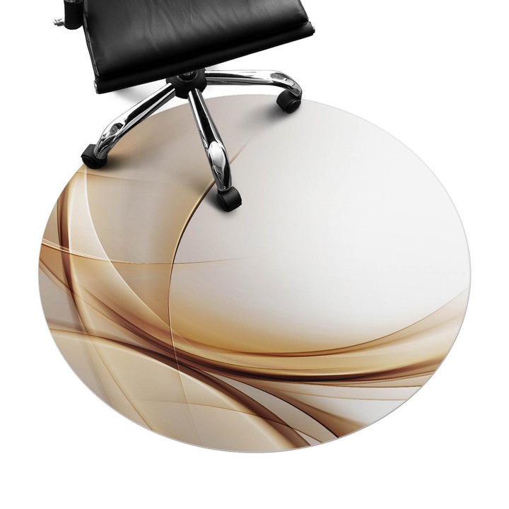 Protectie podea birou, Wallfluent, Linii delicate de abstractizare, Bej, fi100 cm, 010250310040000005438