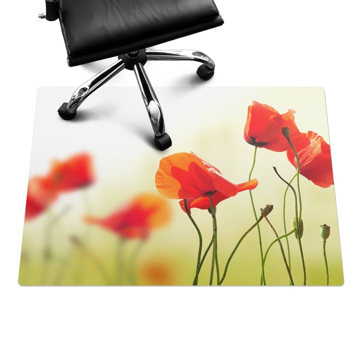 Protectie podea birou, Wallfluent, Flori in vant, Rosu, 100x70 cm, 010250310010100077155