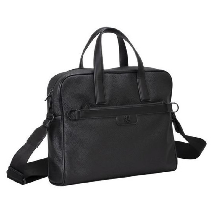 HUGO Nesh R laptoptáska, poliuretán, fekete