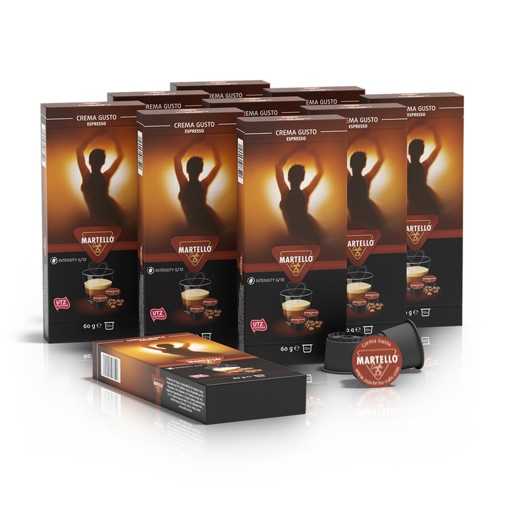 Capsule de Cafea Martello, Crema Gusto, Sustenabil, Set 100 capsule (10x10)