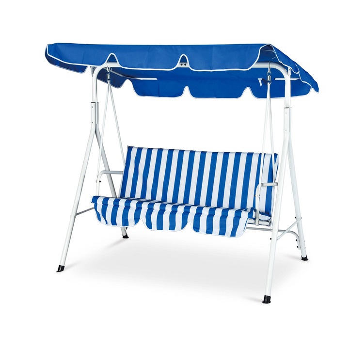 Градинска триместна люлка, 170х110х153cm, синьо/бяло