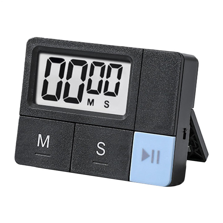 Дигитален таймер, Fudisenn, с голям LCD дисплей, магнитна поставка, 6x8x2 см, черен