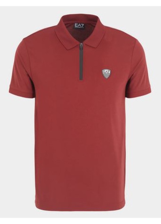 Поло риза Emporio Armani, вискоза, бордо, стандартна