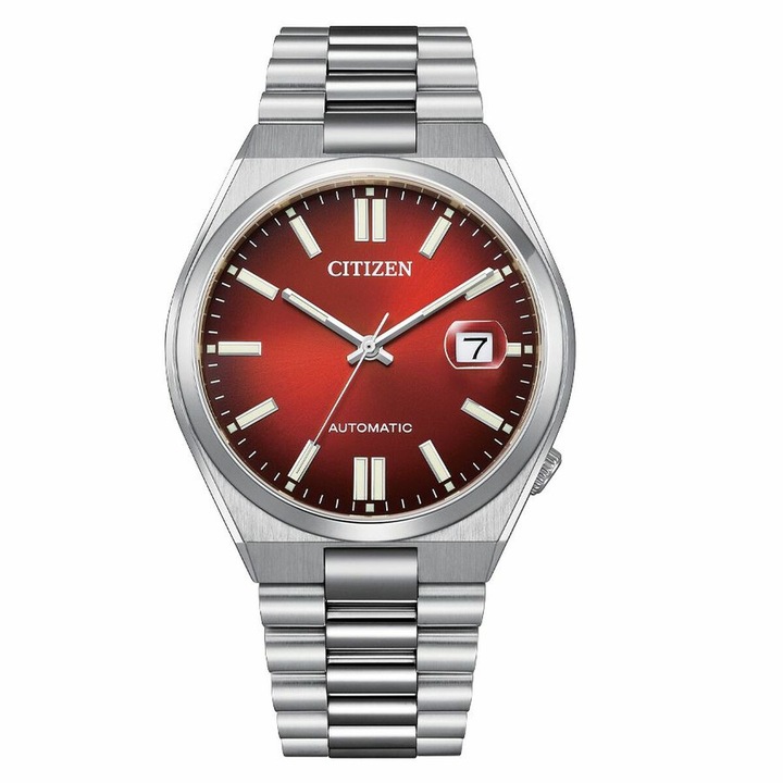 Ceas Barbati Citizen, Tsuyosa, automat, inox, 40mm, Rosu, Argintiu