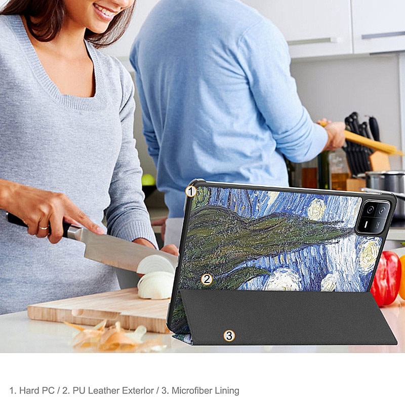 Husa tableta din piele pentru Apple iPad 11, Protectie Completa, Functie de Stand, Starry Night Design, Multicolor