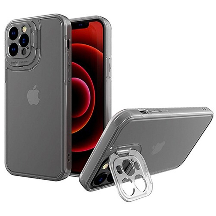 Кейс FlexiDock за Apple iPhone 14 Pro Max, Вградена скоба, Защита на камерата, Подсилени ъгли, Повдигнати ръбове, Прецизни изрези, Достъпни бутони, Лесен за употреба, Противохлъзгащ се, Защита на камерата, Прозрачен