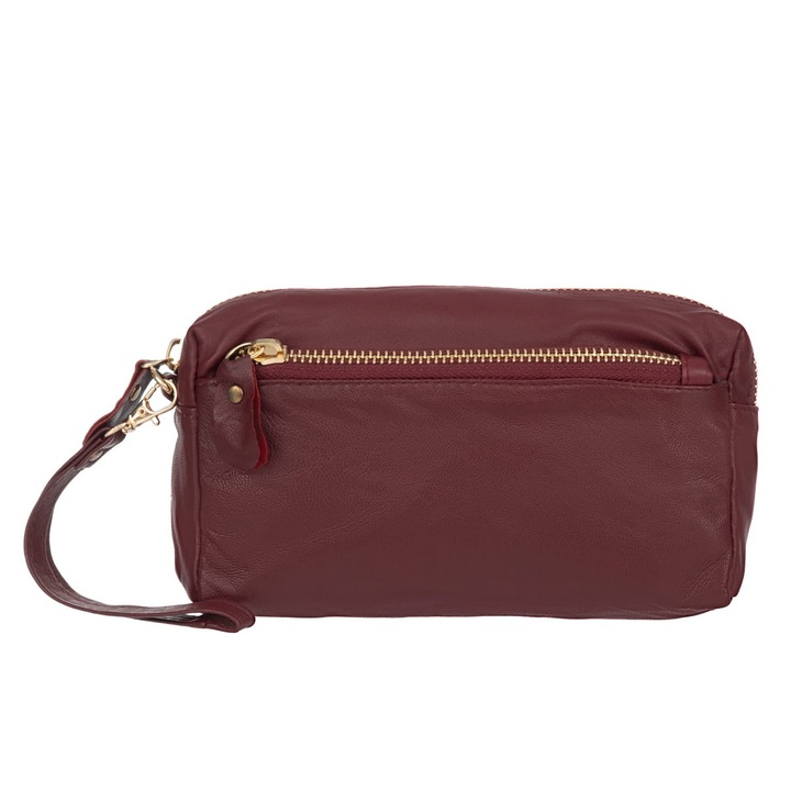 Kaletnik bőr pénztárca szett, piros, cipzárral, arany díszítéssel