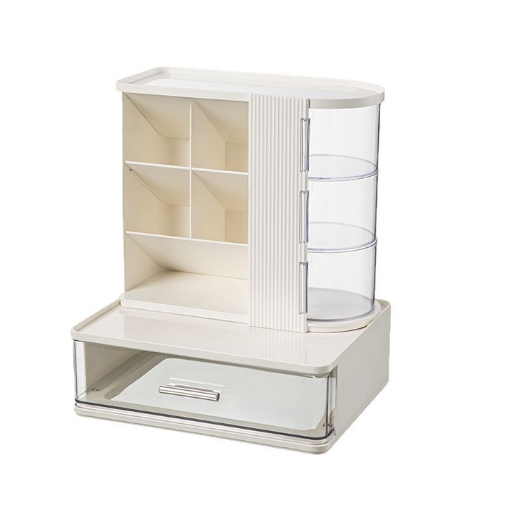 Organizator rotativ pentru cosmetice, design modern, 22x17.5x26cm, transparent, set 1 buc.
