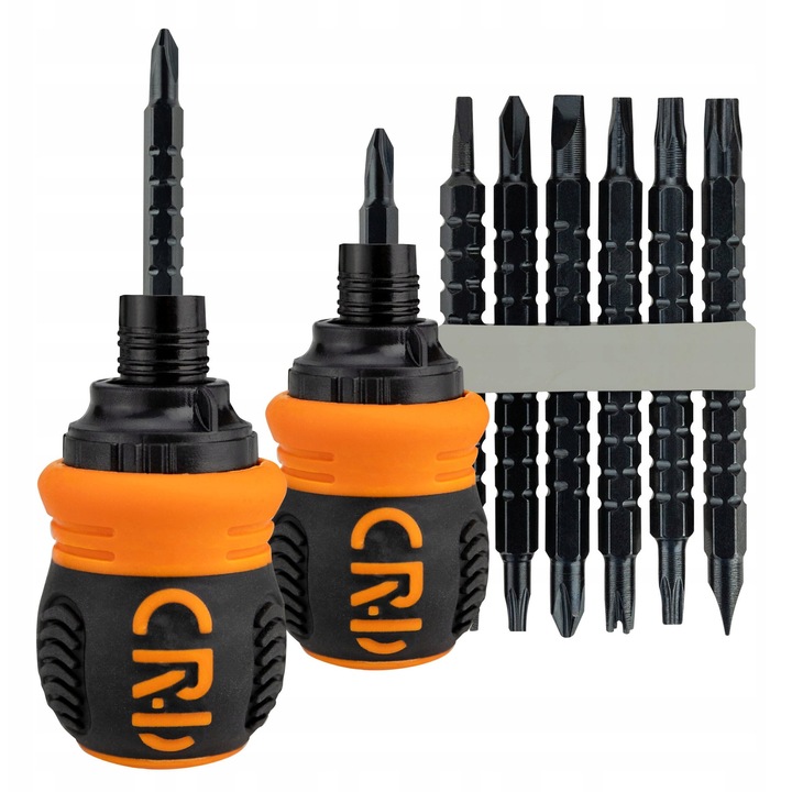 CRD 12 bites multifunkciós csavarhúzókészlet, kompakt, fekete-narancssárga