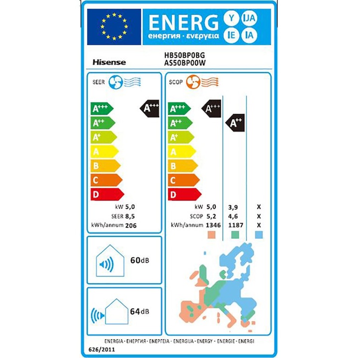 Aer Conditionat HISENSE UniPure, 18000 BTU, A++/A++, Functie Incalzire, Wi-Fi, Alb