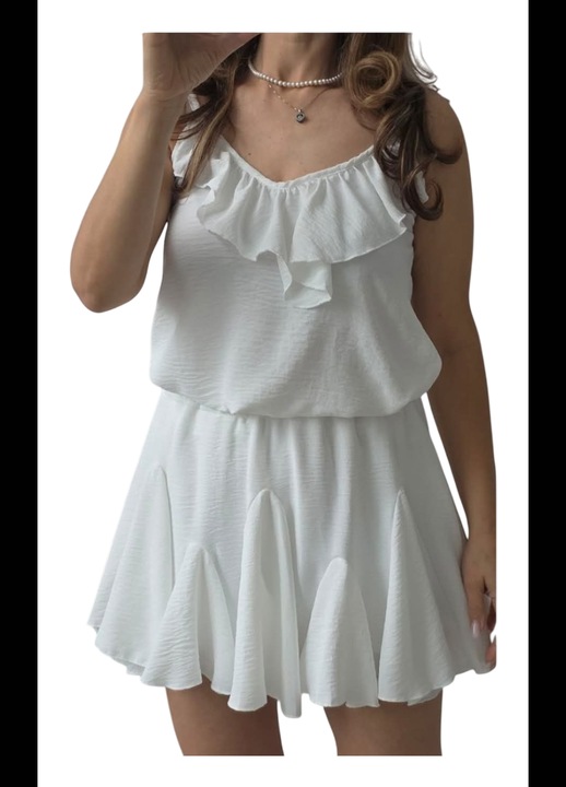 Compleu cu Fusta si Pantalon pe dedesubt marime universala ALB