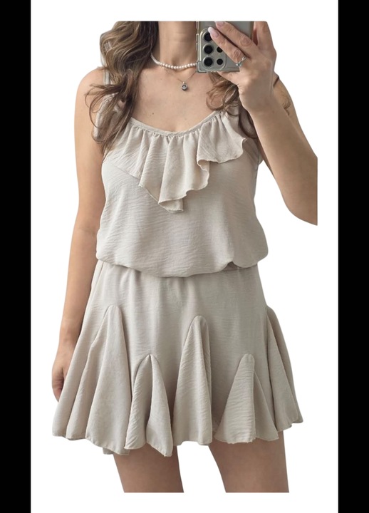 Compleu cu Fusta si Pantalon pe dedesubt marime universala CREM