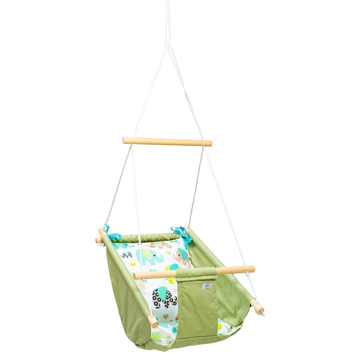 Leagan multifunctional bebelusi Magic Babyswing, 0 luni – 3 ani, 20 kg, Model Elefantel verde