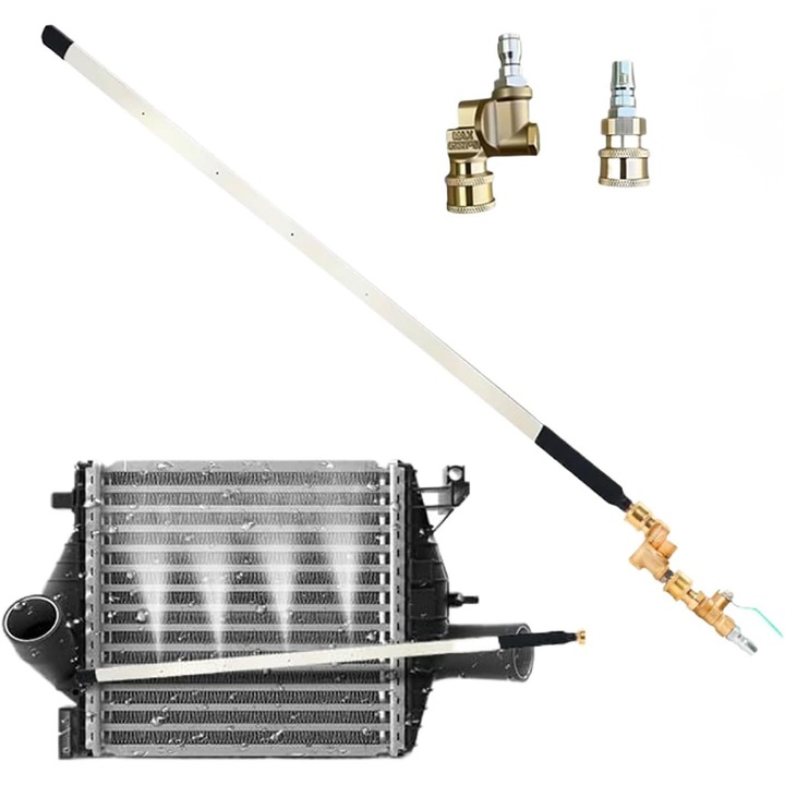 Lance spalare radiatoare si motoare Auto, VisZone, Camioane, Excavatoare, Vole, Tractoare, Combine Agricole, Curatare cu jet apa/aer, 5 Diuze, Accesorii incluse, Universala, 80cm