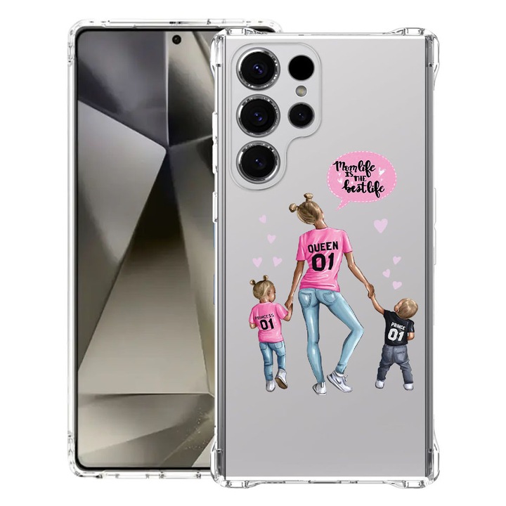 BestCase® Husa Anti Shock 1.5mm Compatibila cu Samsung Galaxy S26 Ultra, Mom Life Boy And Girl, Reinforced 4 Corners, 3128363 AS 557
