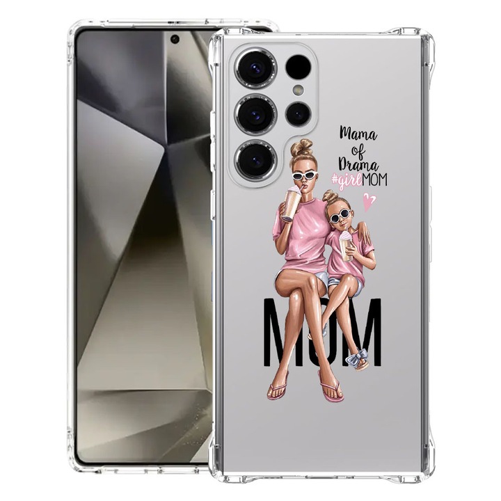 BestCase® Husa Anti Shock 1.5mm Compatibila cu Samsung Galaxy S26 Ultra, Girl Mom Mama of Drama, Reinforced 4 Corners, 3128363 AS 558