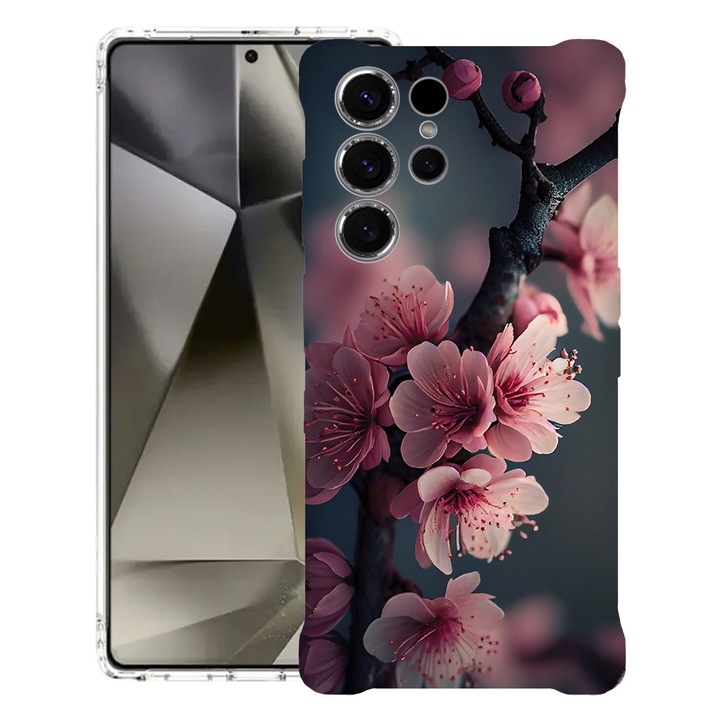 BestCase® Husa pentru Samsung Galaxy S25 Ultra, Anti Shock 1.5MM, Cherry Blossom, Protectie camera, ecran si colturi, 1966840 AS 1374