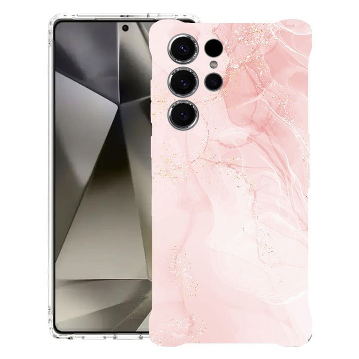 BestCase® Husa pentru Samsung Galaxy S25 Ultra, Anti Shock 1.5MM, Pastel Pink Marble, Protectie camera, ecran si colturi, 1966840 AS 1249