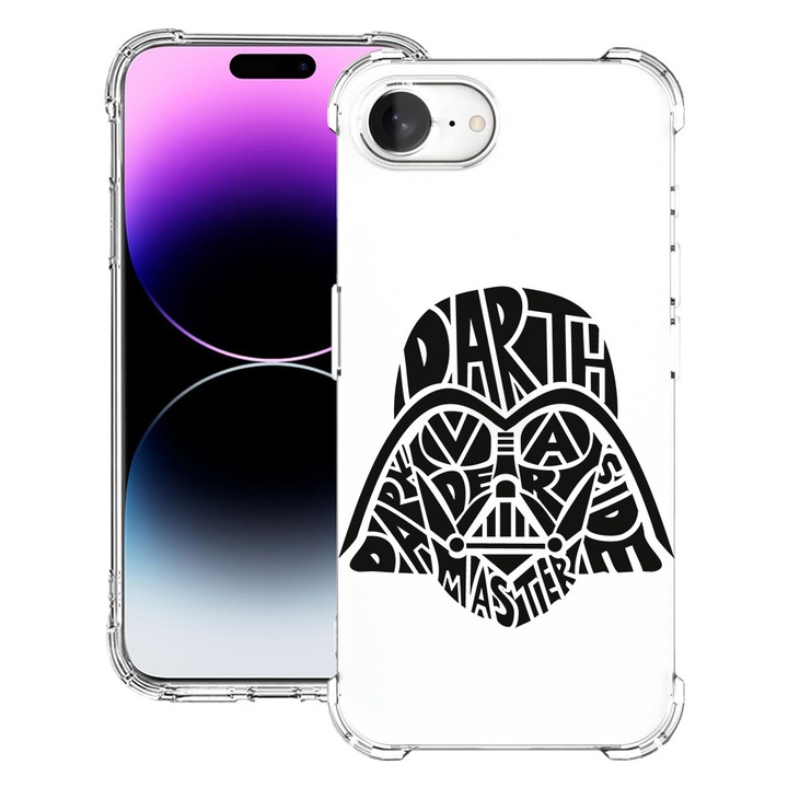 BestCase® Husa pentru Apple iPhone 16e, Anti Shock 1.5MM, Calligraphy Darth Vader, Protectie camera, ecran si colturi, 1988231 AS 1519
