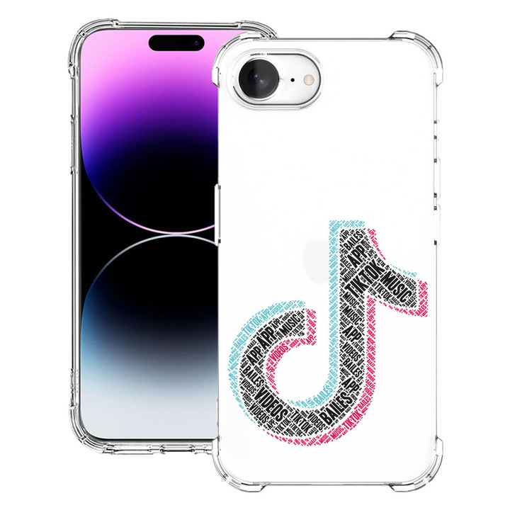 BestCase® Husa pentru Apple iPhone 16e, Anti Shock 1.5MM, Calligraphy TikTok, Protectie camera, ecran si colturi, 1988231 AS 1545