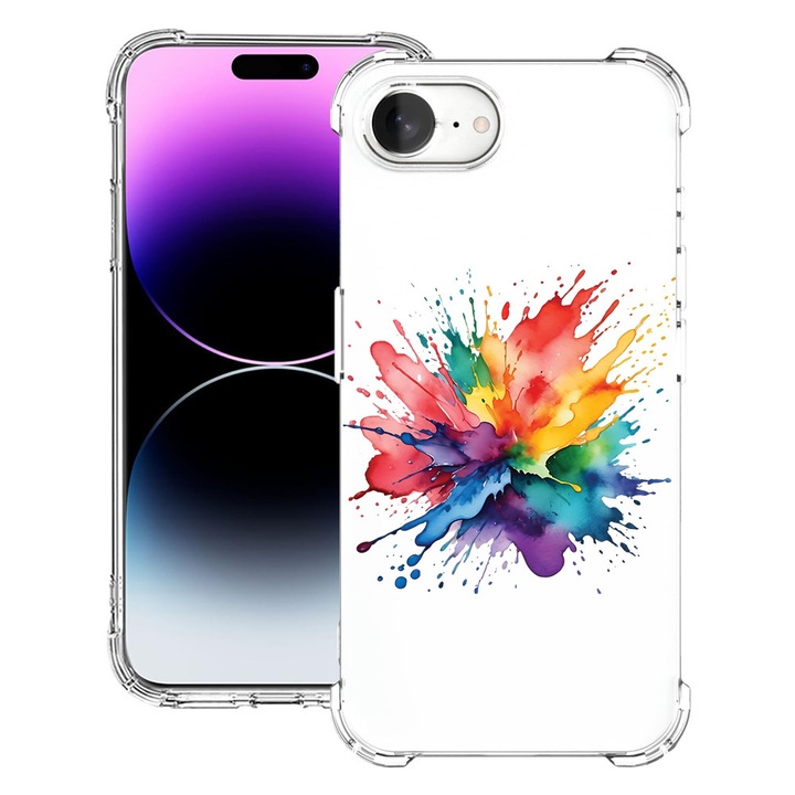 BestCase® Husa pentru Apple iPhone 16e, Anti Shock 1.5MM, Color Splash, Protectie camera, ecran si colturi, 1988231 AS 1598