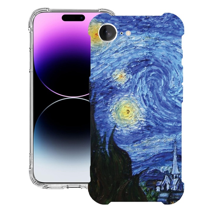 BestCase® Husa Anti Shock Compatibila cu Apple iPhone 17e, Van Gogh - Starry Night, Protectie Camera, Rezistenta la uzura, 3144023 AS 1269
