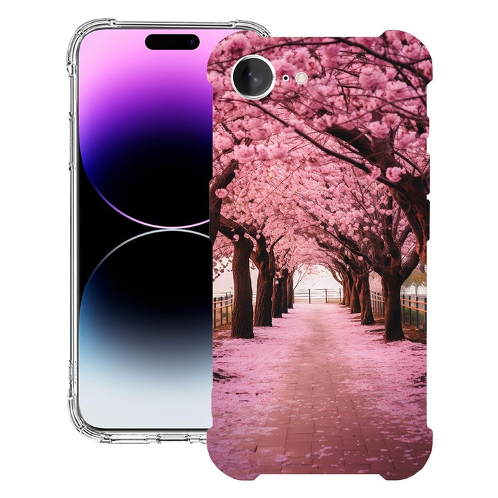 BestCase® Husa pentru Apple iPhone 16e, Anti Shock 1.5MM, Cherry Blossom Trees, Protectie camera, ecran si colturi, 1988231 AS 1379