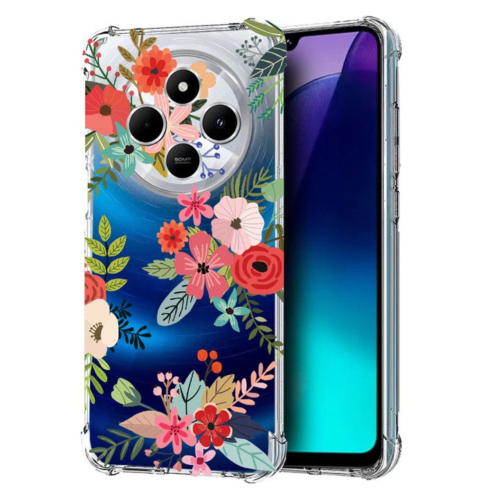 BestCase Anti Shock 1.5MM telefontok, kompatibilis modell Poco C75 / Xiaomi Redmi A4 / Redmi 14C, Flowers, Air Cushion Technology, 1992027 AS 630