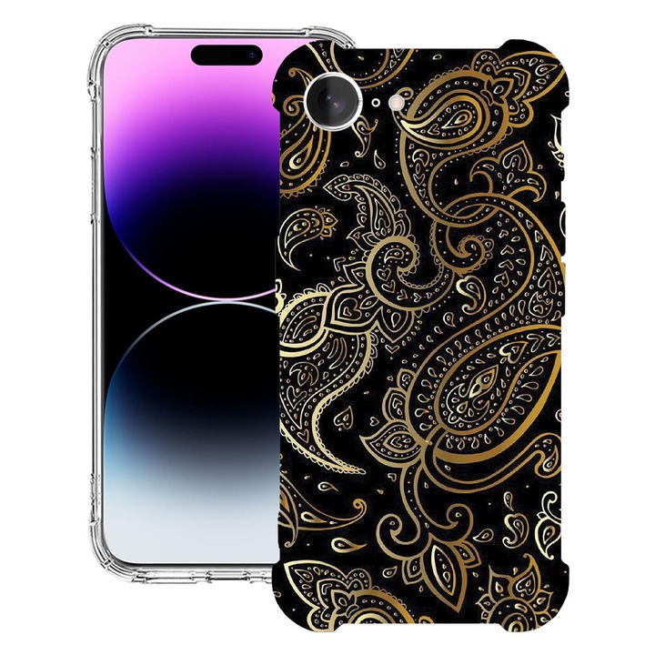 BestCase® Husa pentru Apple iPhone 16e, Anti Shock 1.5MM, Golden Pattern, Protectie camera, ecran si colturi, 1988231 AS 1154