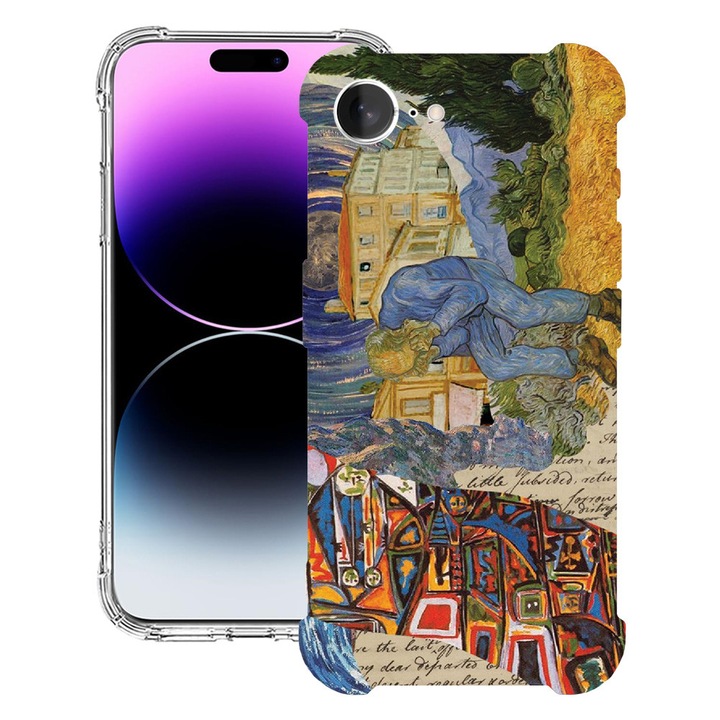 BestCase® Husa pentru Apple iPhone 16e, Anti Shock 1.5MM, Van Gogh Style, Protectie camera, ecran si colturi, 1988231 AS 1275