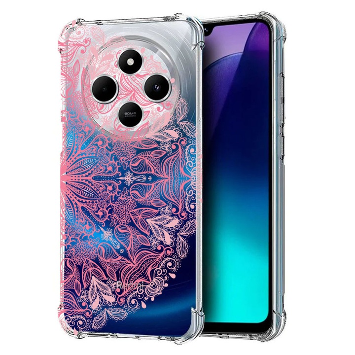 BestCase Anti Shock 1.5MM telefontok, kompatibilis modell Poco C75 / Xiaomi Redmi A4 / Redmi 14C, Lace Pink, Air Cushion Technology, 1992027 AS 21