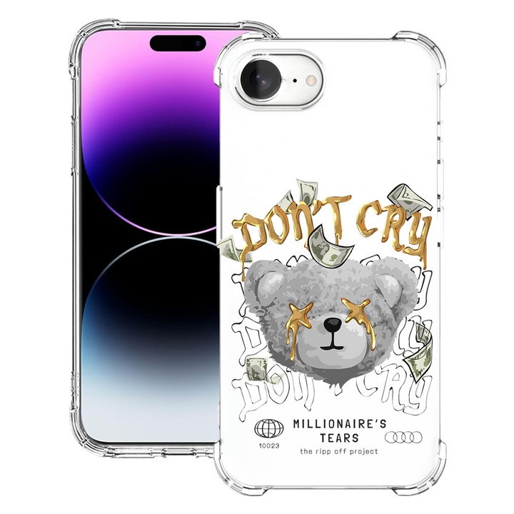 BestCase Anti Shock 1.5MM telefontok, kompatibilis modell Apple iPhone 16e, Teddy Bear Millionaire's, Air Cushion Technology, 1988231 AS 1552