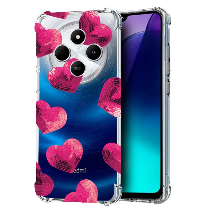 BestCase Anti Shock 1.5MM telefontok, kompatibilis modell Poco C75 / Xiaomi Redmi A4 / Redmi 14C, Heart Pattern, Air Cushion Technology, 1992027 AS 987
