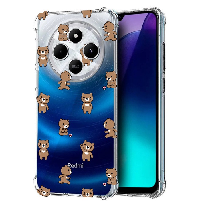BestCase Anti Shock 1.5MM telefontok, kompatibilis modell Poco C75 / Xiaomi Redmi A4 / Redmi 14C, Teddy Bear Pattern, Air Cushion Technology, 1992027 AS 970
