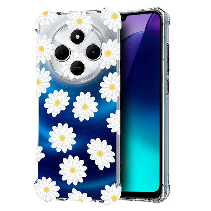 BestCase Anti Shock 1.5MM telefontok, kompatibilis modell Poco C75 / Xiaomi Redmi A4 / Redmi 14C, Happy Flowers Daisy, Air Cushion Technology, 1992027 AS 513