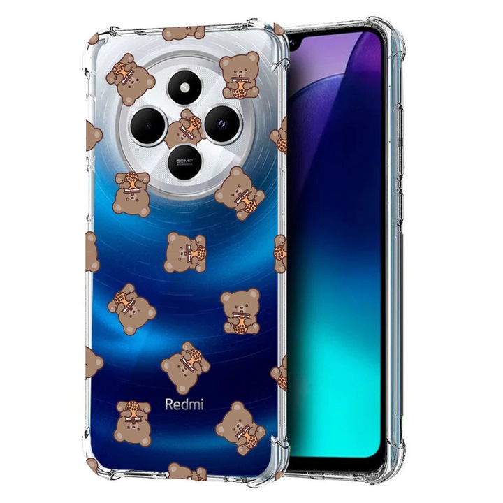 BestCase Anti Shock 1.5MM telefontok, kompatibilis modell Poco C75 / Xiaomi Redmi A4 / Redmi 14C, Teddy Bear Pattern, Air Cushion Technology, 1992027 AS 974